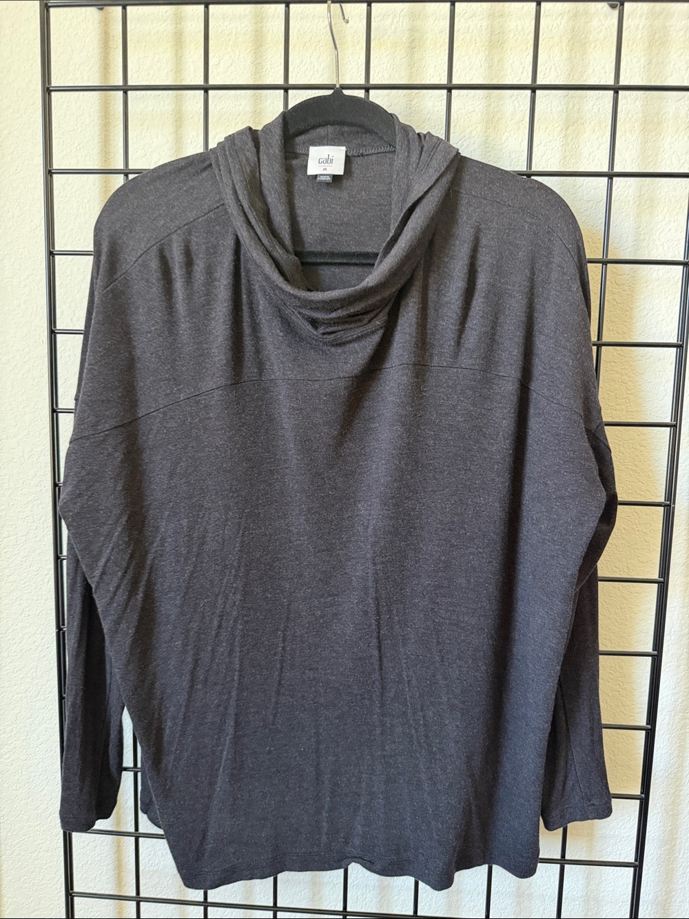 CAbi Charcoal Cowl Neck Long Sleeve Top